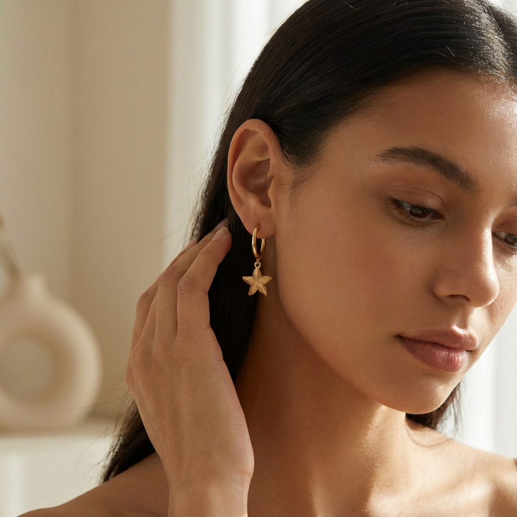 Boucles d'Oreille Étoile de Mer Étincelante