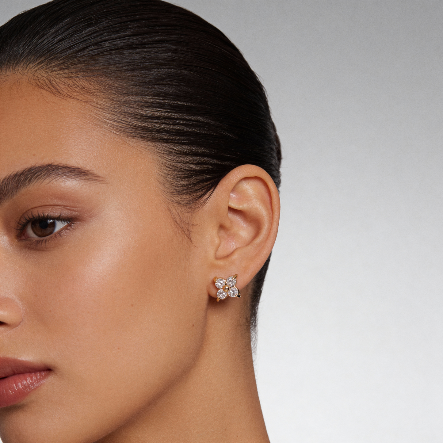 Boucles d'Oreille Fleur avec Cristaux