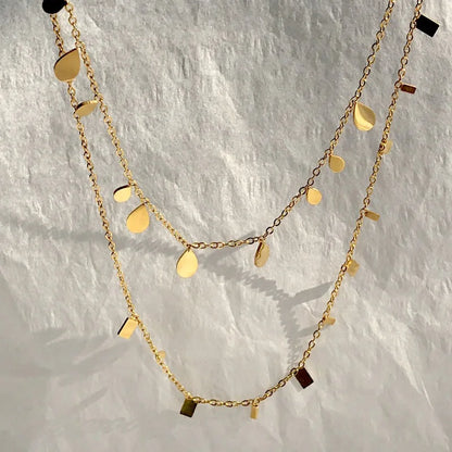 Teardrop Charm Necklace, Stainless Steel Dangling Necklace , Minimalist Simple Chain Necklace