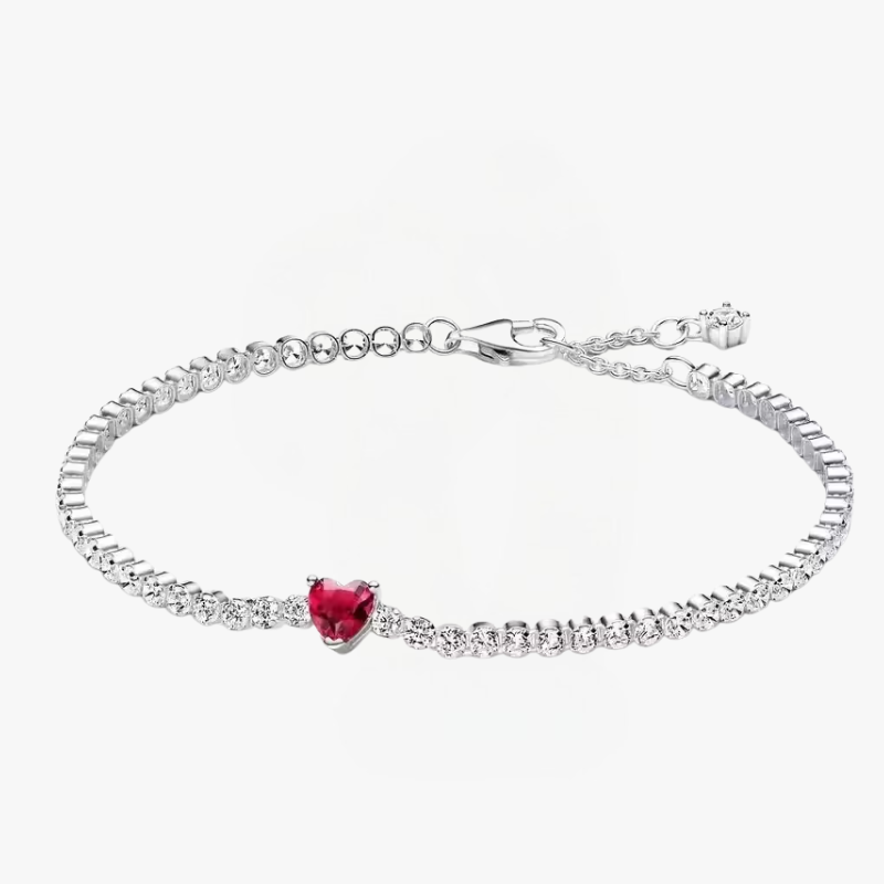 Bracelet Argent Coeur Rouge