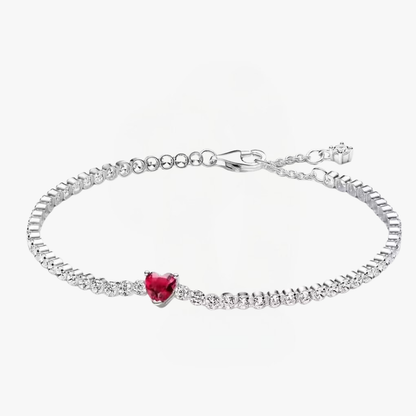 Bracelet Argent Coeur Rouge