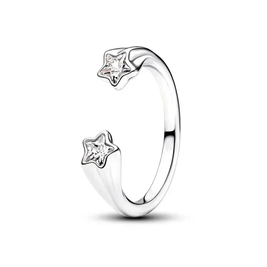Original 925 Sterling Silver Princess Crown Moon Star Heart Bow Shell Crystal Rings Women Valentine's Birthday Gifts DIY Jewelry