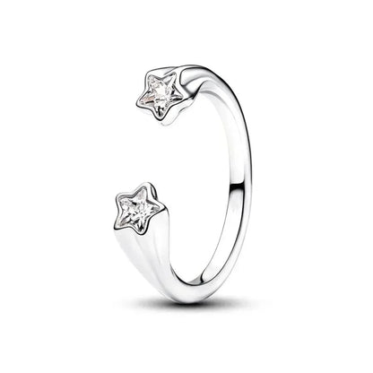 Original 925 Sterling Silver Princess Crown Moon Star Heart Bow Shell Crystal Rings Women Valentine's Birthday Gifts DIY Jewelry