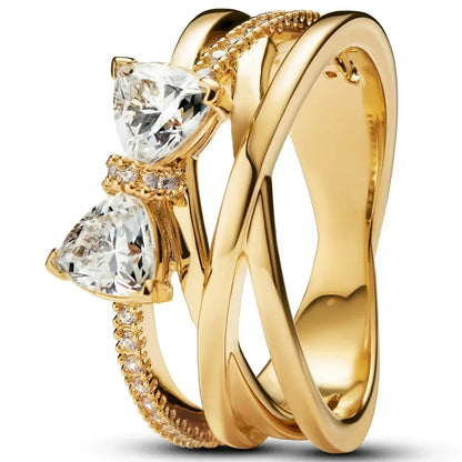 Original 925 Sterling Silver Princess Crown Moon Star Heart Bow Shell Crystal Rings Women Valentine's Birthday Gifts DIY Jewelry