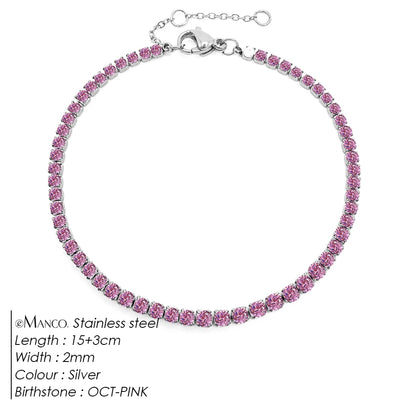 eManco Stainless Steel Gold Plated Sparkling Bracelet High Quality White Zirconia Single Row Simple Accessory For Girls