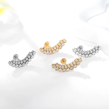 1pcs Titanium Piercing Cross Flower Stud Earring Internally Threaded Cubic Zircon Tragus Helix Piercing Body Jewelry