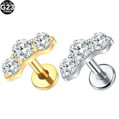 1pcs Titanium Piercing Cross Flower Stud Earring Internally Threaded Cubic Zircon Tragus Helix Piercing Body Jewelry