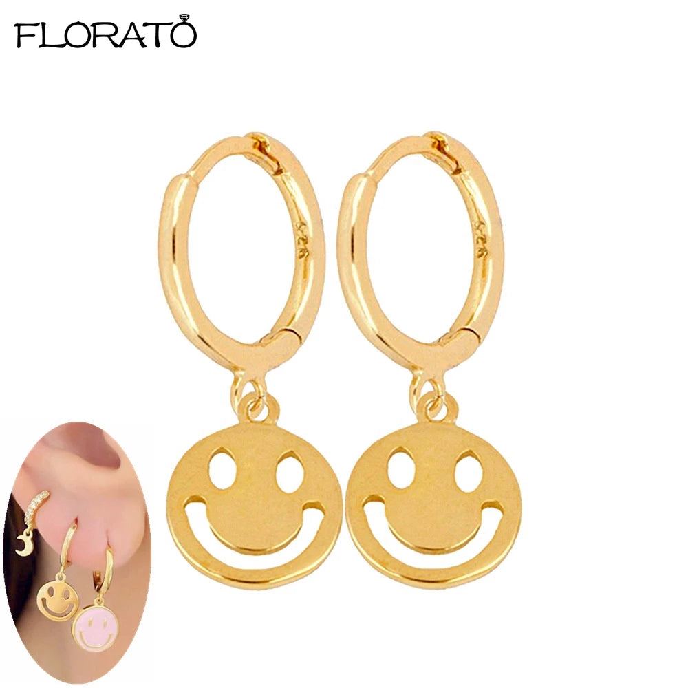 2025 New Gold Color Smooth Small Circle Earrings for Women 925 Sterling Silver Needle Trend Pendant Earrings Party Jewelry Gift