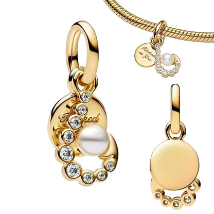 New Original 925 Sterling Silver Pearl Set Charms Ring Heart Earrings Beads Romantic Pendant Fit Bracelets Necklace Jewelry Gift