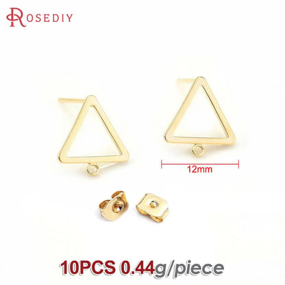 18K Gold Color Brass Round Circle Irregular Oval Rectangle Stud Earrings High Quality Diy Jewelry Earrings Accessories for Women