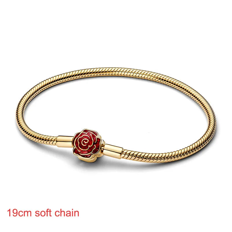 New 14K Gold Plated 925 Silver Flower Mushroom Charms Shell Bead DIY Fit Rose In Bloom Bracelets Necklace Women Jewelry Gift