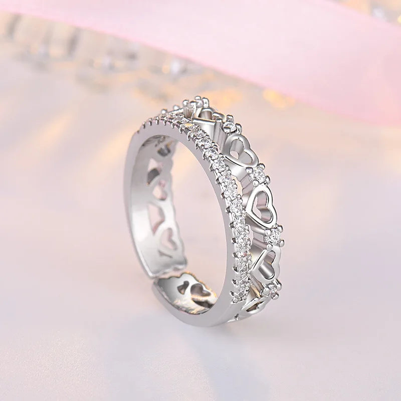 Original 925 Sterling Silver Ring High Quality Adjustable Opening AAA Zircon For Women Wedding Fine Fashion Jewelry Gift