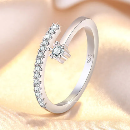 Original 925 Sterling Silver Ring High Quality Adjustable Opening AAA Zircon For Women Wedding Fine Fashion Jewelry Gift