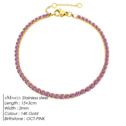 eManco Stainless Steel Gold Plated Sparkling Bracelet High Quality White Zirconia Single Row Simple Accessory For Girls