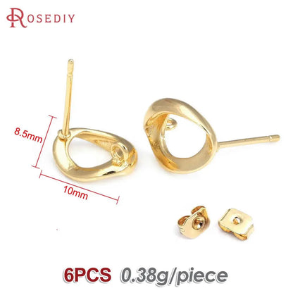 18K Gold Color Brass Round Circle Irregular Oval Rectangle Stud Earrings High Quality Diy Jewelry Earrings Accessories for Women