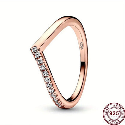 Original 925 Sterling Silver Princess Crown Moon Star Heart Bow Shell Crystal Rings Women Valentine's Birthday Gifts DIY Jewelry