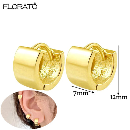 2025 New Gold Color Smooth Small Circle Earrings for Women 925 Sterling Silver Needle Trend Pendant Earrings Party Jewelry Gift