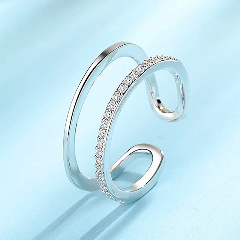 Original 925 Sterling Silver Ring High Quality Adjustable Opening AAA Zircon For Women Wedding Fine Fashion Jewelry Gift