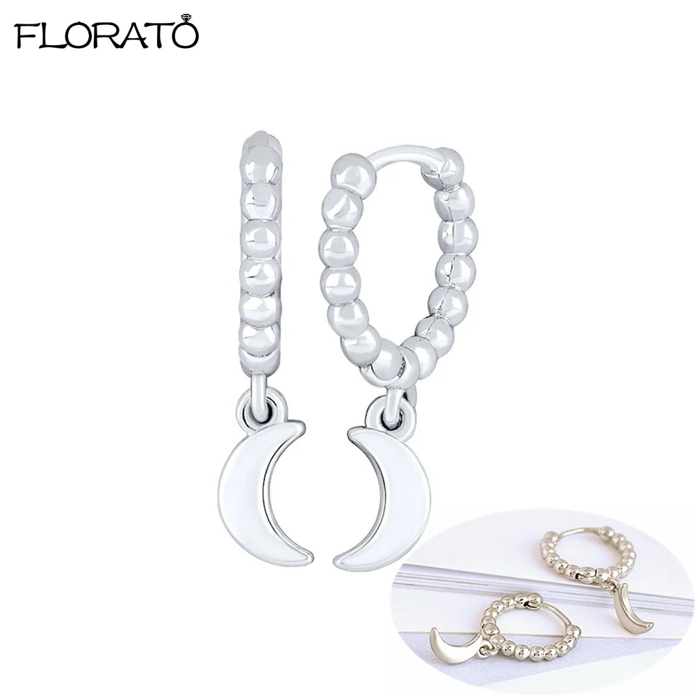 2025 New Gold Color Smooth Small Circle Earrings for Women 925 Sterling Silver Needle Trend Pendant Earrings Party Jewelry Gift