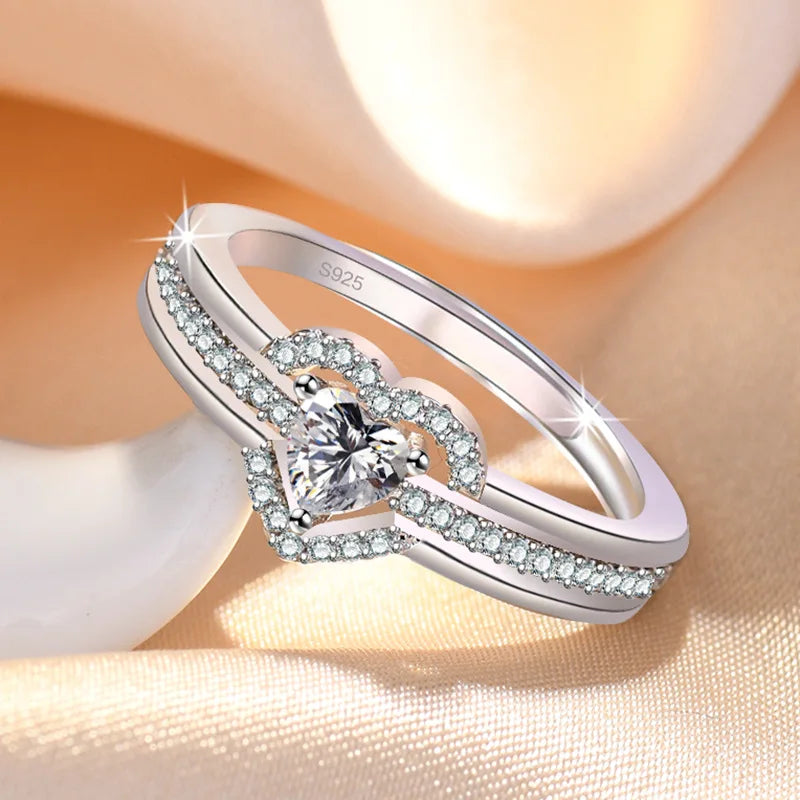 Original 925 Sterling Silver Ring High Quality Adjustable Opening AAA Zircon For Women Wedding Fine Fashion Jewelry Gift