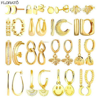 2025 New Gold Color Smooth Small Circle Earrings for Women 925 Sterling Silver Needle Trend Pendant Earrings Party Jewelry Gift