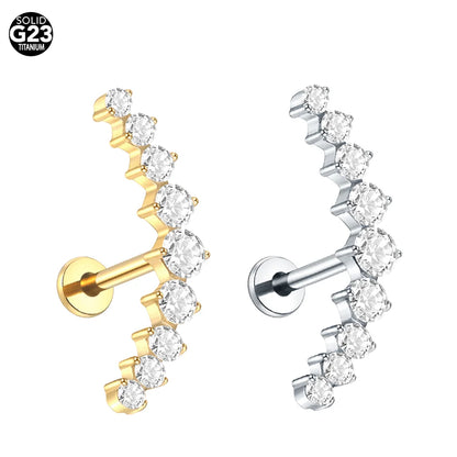 1pcs Titanium Piercing Cross Flower Stud Earring Internally Threaded Cubic Zircon Tragus Helix Piercing Body Jewelry