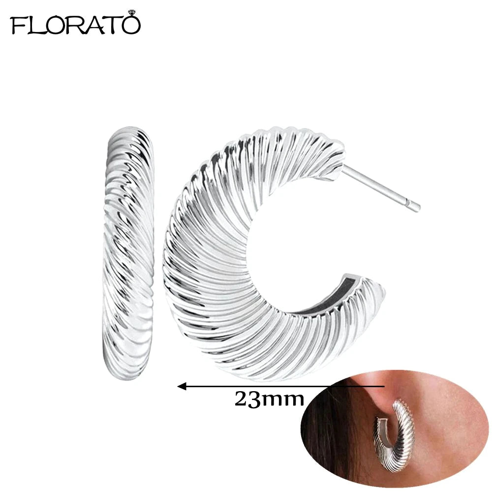 2025 New Gold Color Smooth Small Circle Earrings for Women 925 Sterling Silver Needle Trend Pendant Earrings Party Jewelry Gift