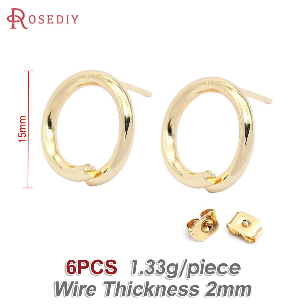 18K Gold Color Brass Round Circle Irregular Oval Rectangle Stud Earrings High Quality Diy Jewelry Earrings Accessories for Women