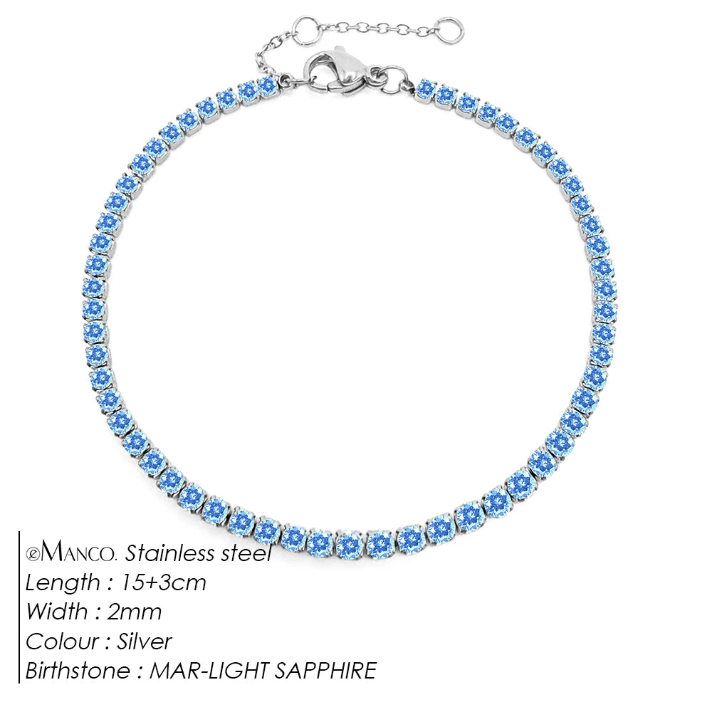 eManco Stainless Steel Gold Plated Sparkling Bracelet High Quality White Zirconia Single Row Simple Accessory For Girls