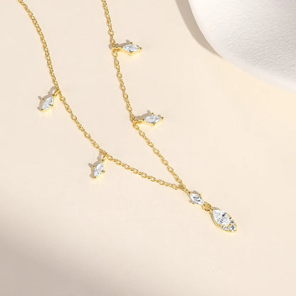 AIDE 925 Sterling Silver Flower Shell With Zircon Necklace For Women Design Delicate Zircon Adjustable Exquisite Chains Jewelry