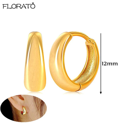 2025 New Gold Color Smooth Small Circle Earrings for Women 925 Sterling Silver Needle Trend Pendant Earrings Party Jewelry Gift