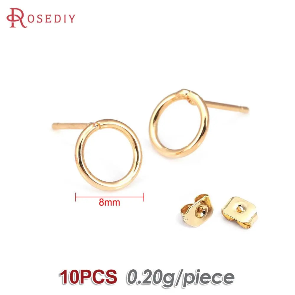 18K Gold Color Brass Round Circle Irregular Oval Rectangle Stud Earrings High Quality Diy Jewelry Earrings Accessories for Women
