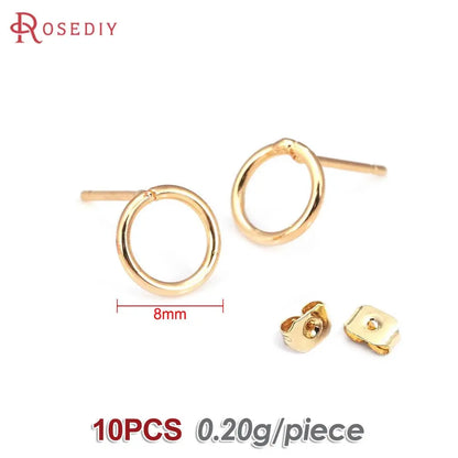 18K Gold Color Brass Round Circle Irregular Oval Rectangle Stud Earrings High Quality Diy Jewelry Earrings Accessories for Women