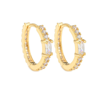 New Design Stainless Steel Cubic Zirconia Chain Hoop Earring For Women Square Water Drop Punk Cartilage Earring Piercing Jewelry