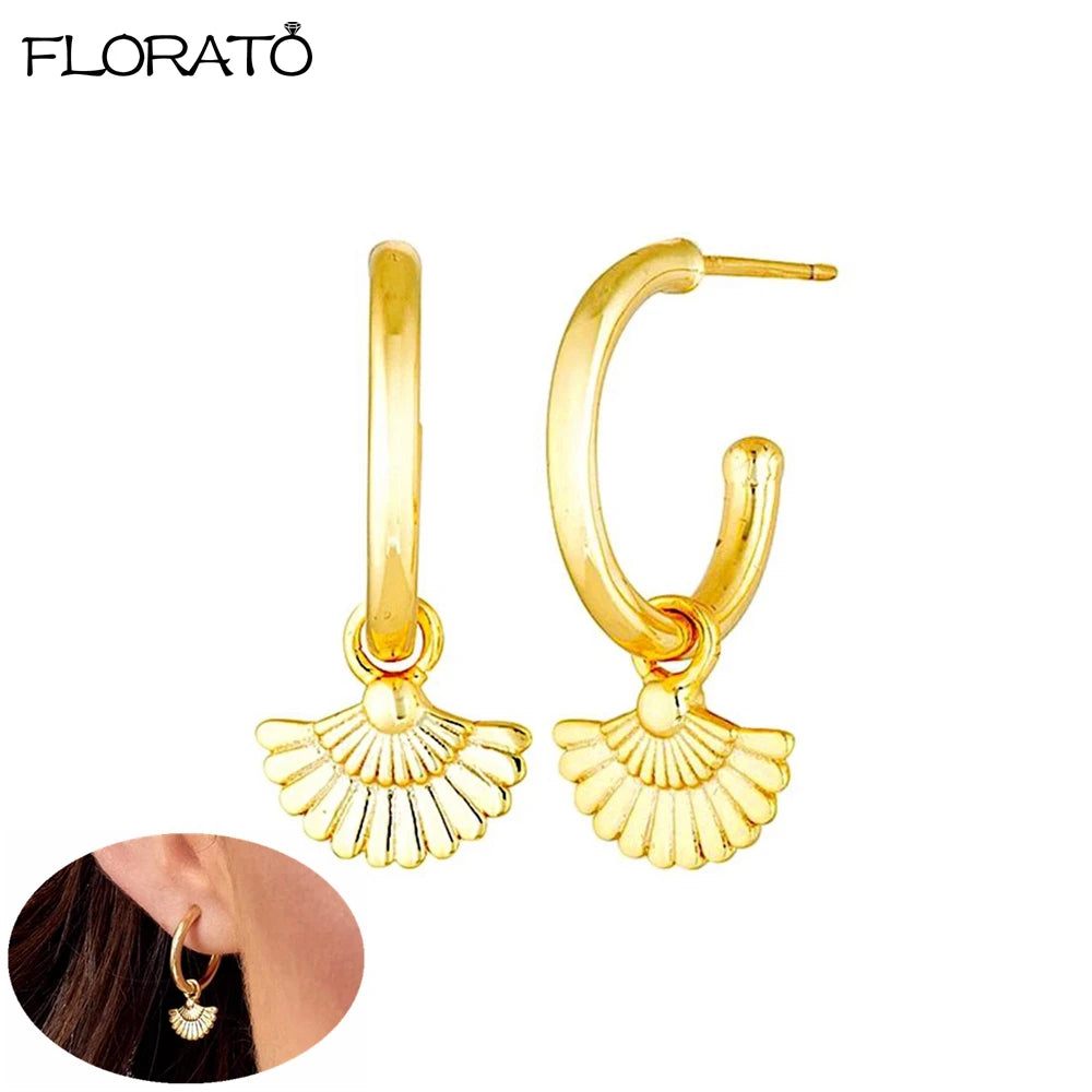 2025 New Gold Color Smooth Small Circle Earrings for Women 925 Sterling Silver Needle Trend Pendant Earrings Party Jewelry Gift