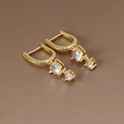 New Design Stainless Steel Cubic Zirconia Chain Hoop Earring For Women Square Water Drop Punk Cartilage Earring Piercing Jewelry