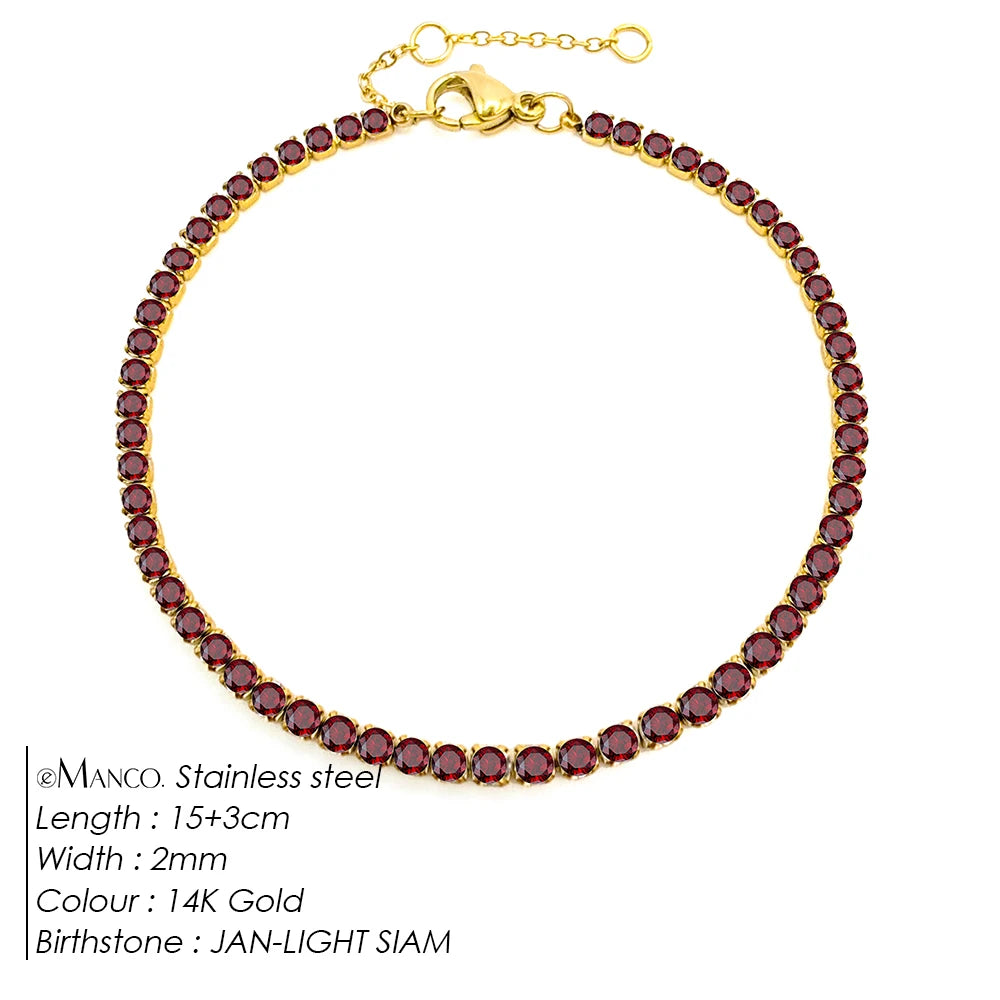 eManco Stainless Steel Gold Plated Sparkling Bracelet High Quality White Zirconia Single Row Simple Accessory For Girls