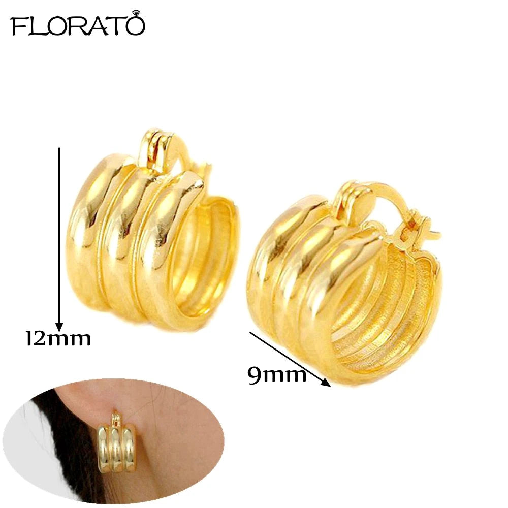2025 New Gold Color Smooth Small Circle Earrings for Women 925 Sterling Silver Needle Trend Pendant Earrings Party Jewelry Gift