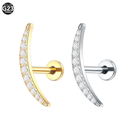 1pcs Titanium Piercing Cross Flower Stud Earring Internally Threaded Cubic Zircon Tragus Helix Piercing Body Jewelry