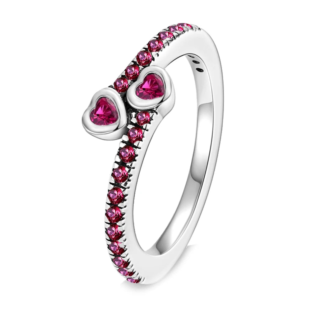 Original 925 Sterling Silver Princess Crown Moon Star Heart Bow Shell Crystal Rings Women Valentine's Birthday Gifts DIY Jewelry