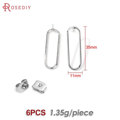 18K Gold Color Brass Round Circle Irregular Oval Rectangle Stud Earrings High Quality Diy Jewelry Earrings Accessories for Women