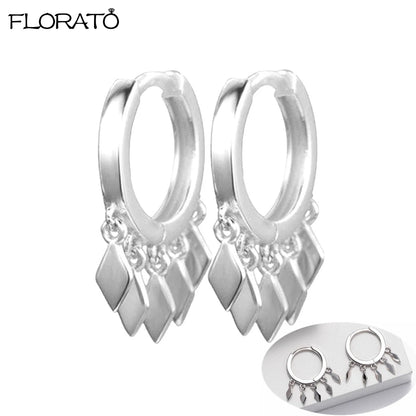 2025 New Gold Color Smooth Small Circle Earrings for Women 925 Sterling Silver Needle Trend Pendant Earrings Party Jewelry Gift