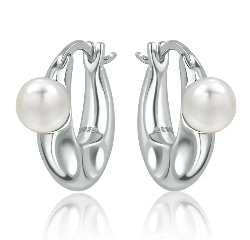 New Original 925 Sterling Silver Pearl Set Charms Ring Heart Earrings Beads Romantic Pendant Fit Bracelets Necklace Jewelry Gift