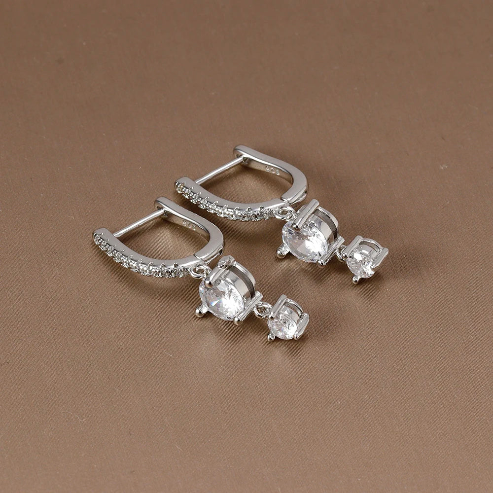 New Design Stainless Steel Cubic Zirconia Chain Hoop Earring For Women Square Water Drop Punk Cartilage Earring Piercing Jewelry