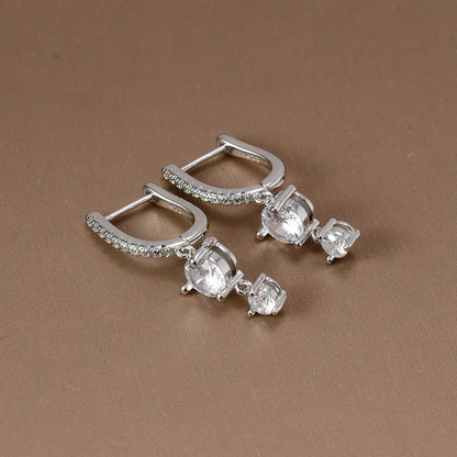 New Design Stainless Steel Cubic Zirconia Chain Hoop Earring For Women Square Water Drop Punk Cartilage Earring Piercing Jewelry