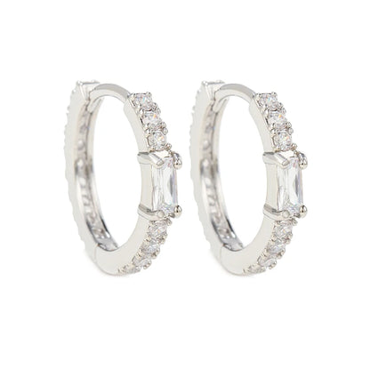 New Design Stainless Steel Cubic Zirconia Chain Hoop Earring For Women Square Water Drop Punk Cartilage Earring Piercing Jewelry