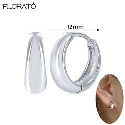 2025 New Gold Color Smooth Small Circle Earrings for Women 925 Sterling Silver Needle Trend Pendant Earrings Party Jewelry Gift