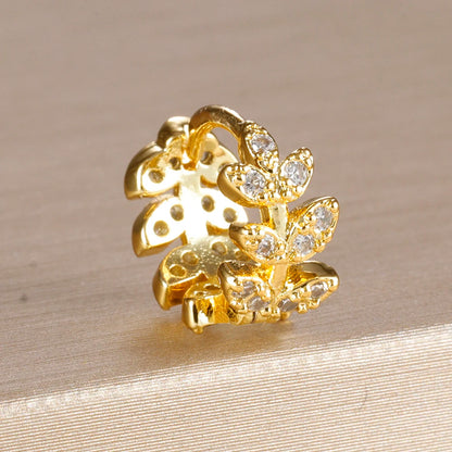 1PC 18K Gold Plated Stainless Steel Round Circle Earrings for Women Teens Cubic Zircon Star Leaf Hoop Earrings Piercing Jewelry