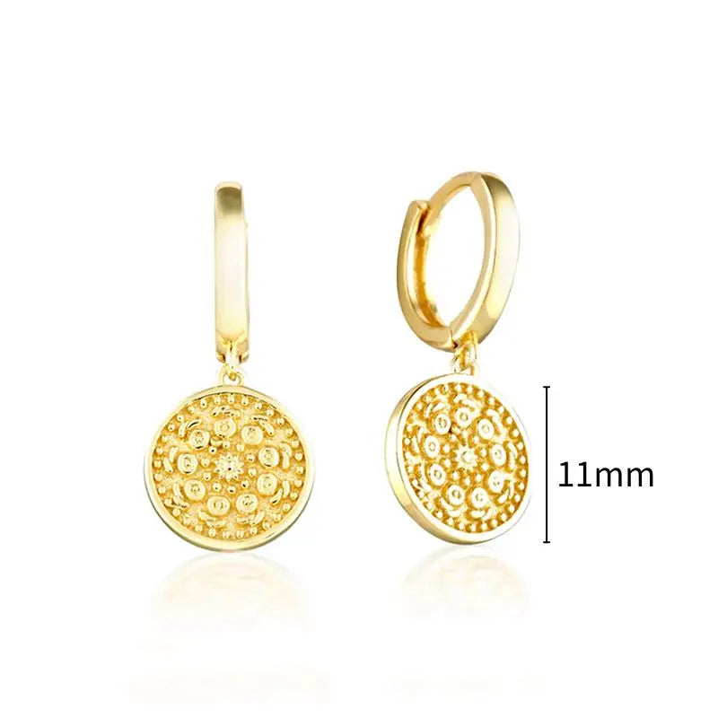 925 Stelings Silver Ear Needle Small Square Drop Earrings For Women Crystal Octagonal Star Sun Hoop Earrings Fashion Jewelry
