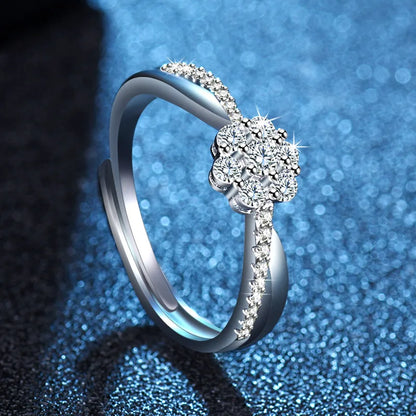 Original 925 Sterling Silver Ring High Quality Adjustable Opening AAA Zircon For Women Wedding Fine Fashion Jewelry Gift